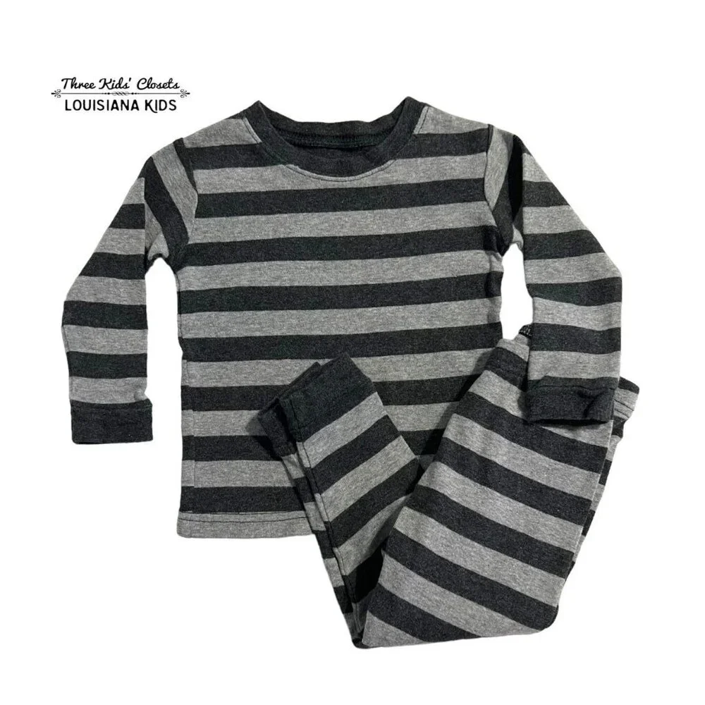 Leveret 18-24m Grey Striped Pajamas